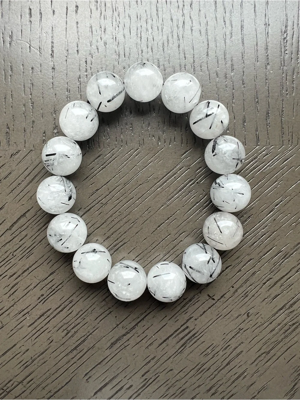 Rutilated tourmaline quartz bracelet 15mm SIZE 7.25’